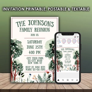 Family Reunion Invitation Template - Party - Editable in Photoshop - Social Media Post - Instant Download - Print & Mobile Optimized