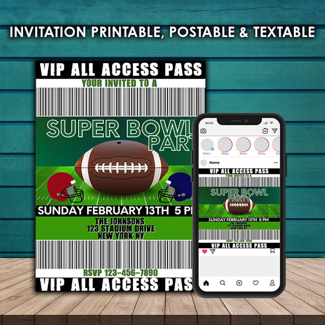 Superbowl Party Invitation Template Editable Football Design (instant