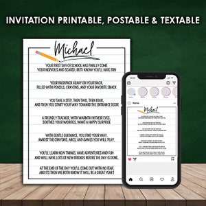 Modelo de cartão de primeiro dia de aula - editável no Canva - postagem em mídia social - download instantâneo - otimizado para impressão e celular