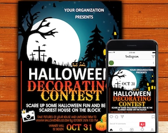 Vintage Halloween Costume Contest Flyer & Voting Card Template ...