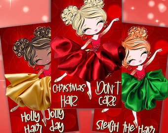 Christmas Hair Don't Care Favor Cards, Scrunchie Holder (Canva Template)