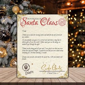 Santa Gracias por la Carta de Cookies, Carta Oficial de Santa, Carta Editable de PhotoShop, Descarga Instantánea, Plantilla de Carta Digital