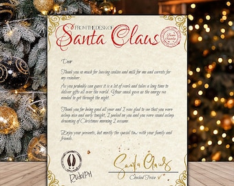 Santa Thank You for the Cookies Letter, Official Letter from Santa, Editable PhotoShop Letter , Instant Download, Digital Letter Template