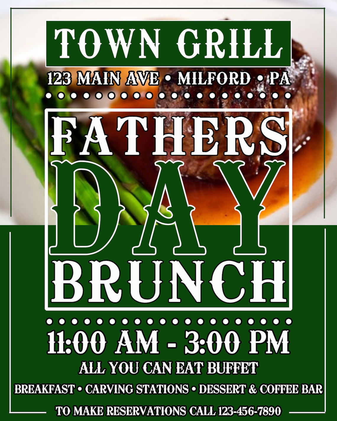 Fathers Day Brunch Flyer Template EDITABLE Flyer Poster | Etsy