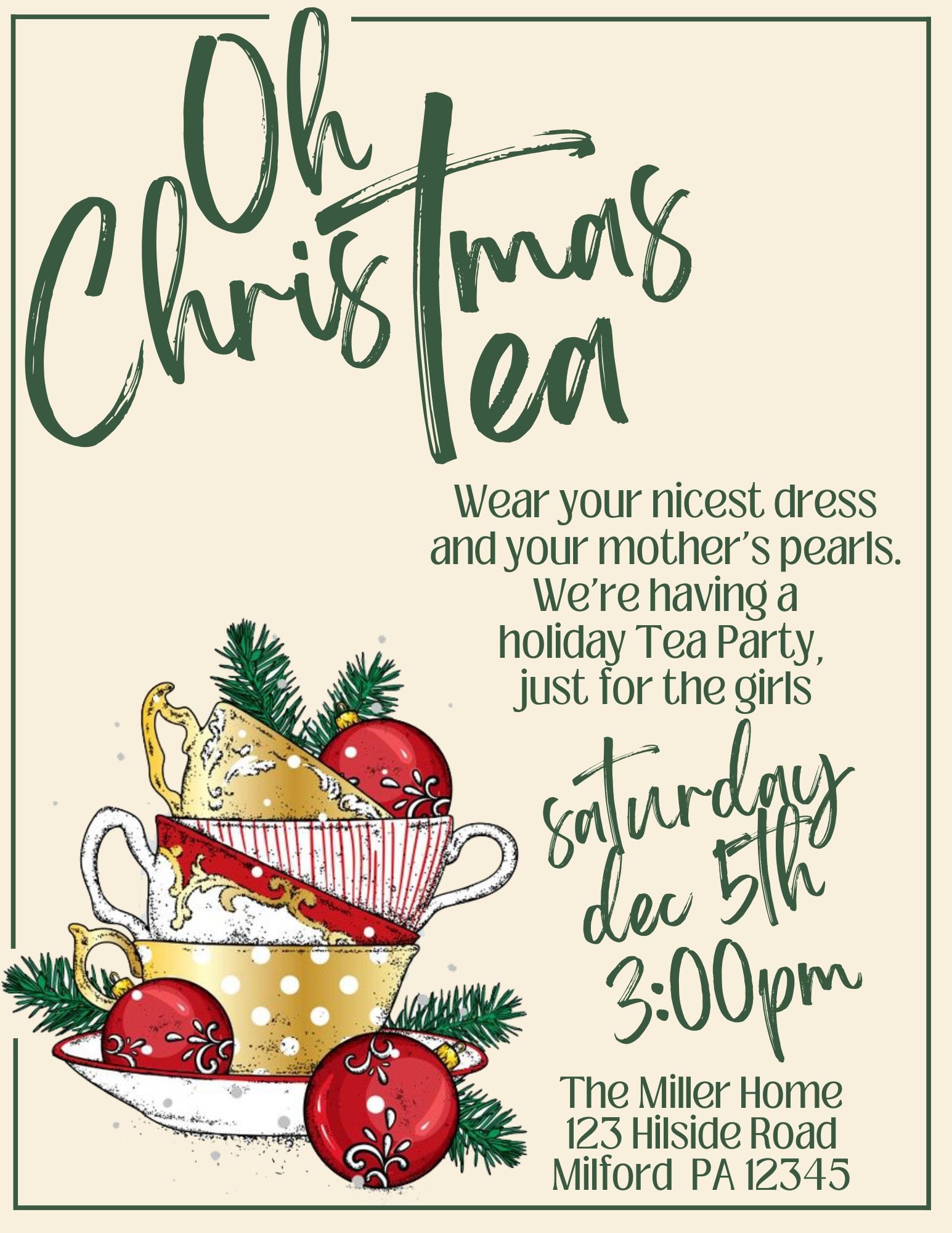Christmas Tea Party Flyer Template Tea Party Editable in Etsy Christmas Tea Party Flyer Template Tea Party Editable in Etsy