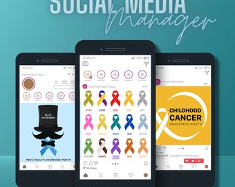 Mallar för Instagram-inlägg om cancermedvetenhet, kit för sociala medier (Canva)