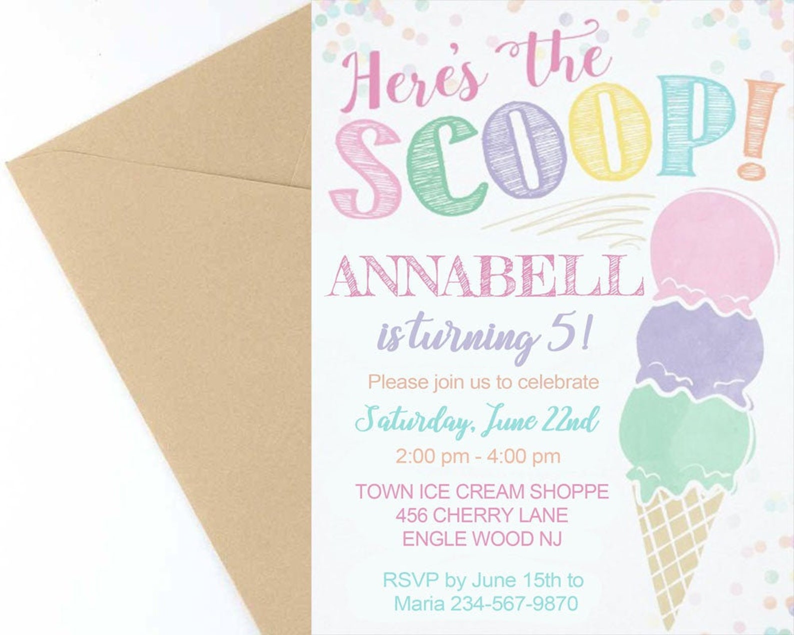 Here's the Scoop Editable Invitation Printable Art | Etsy