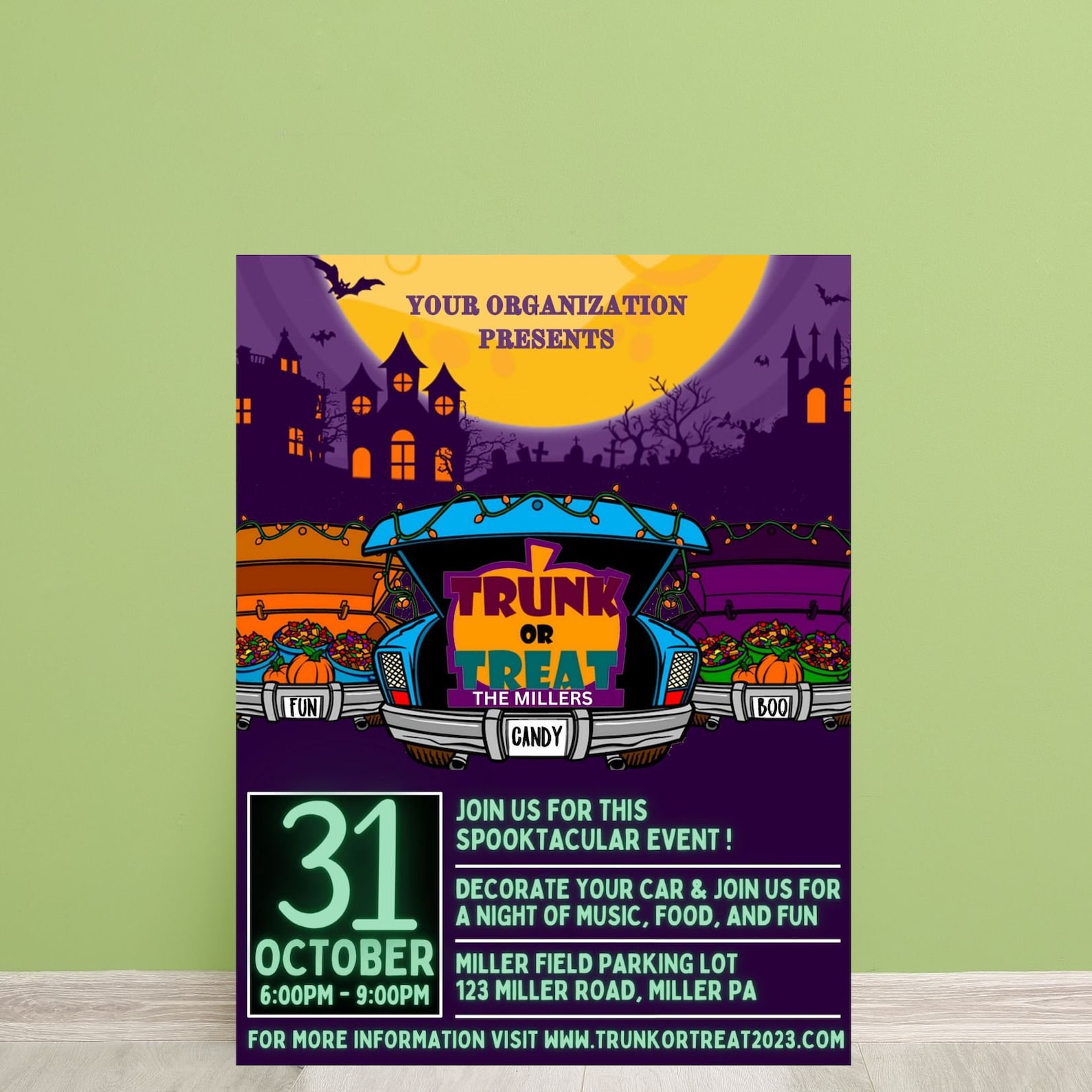 Halloween Trunk or Treat Flyer & Social Media Templates, Editable in ...