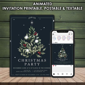 Holiday Party Editable Invitation/Evite, Christmas Party Announcement, Invitation and Instagram Template, Editable Digital Download