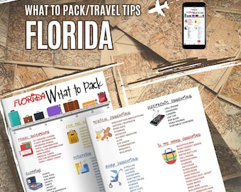 Florida Packliste, Canva Bearbeitbare Checkliste (Digitaler Download)