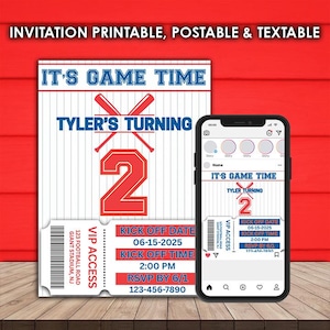 Los Angeles Baseball Editable Sports Theme Invitation/Evite, Birthday Announcement, Invitation & Insta Template, Editable Digital Download