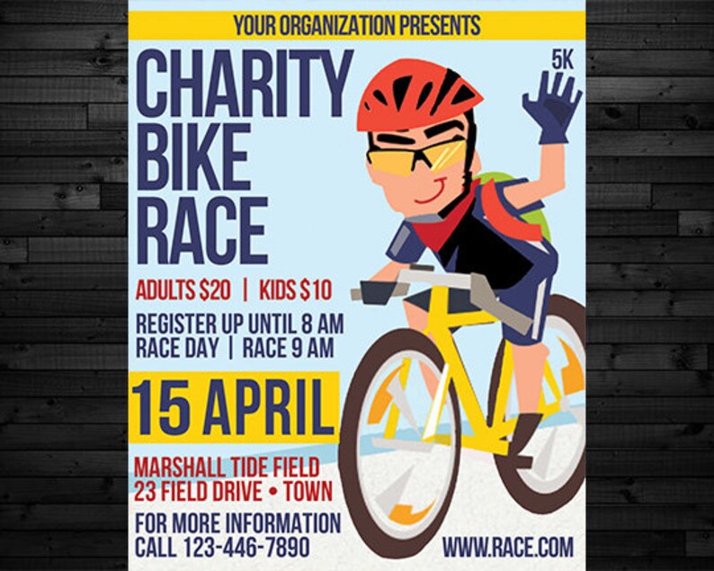 Charity Bike Race Fundraiser Flyer EDITABLE Event Flyer | Etsy