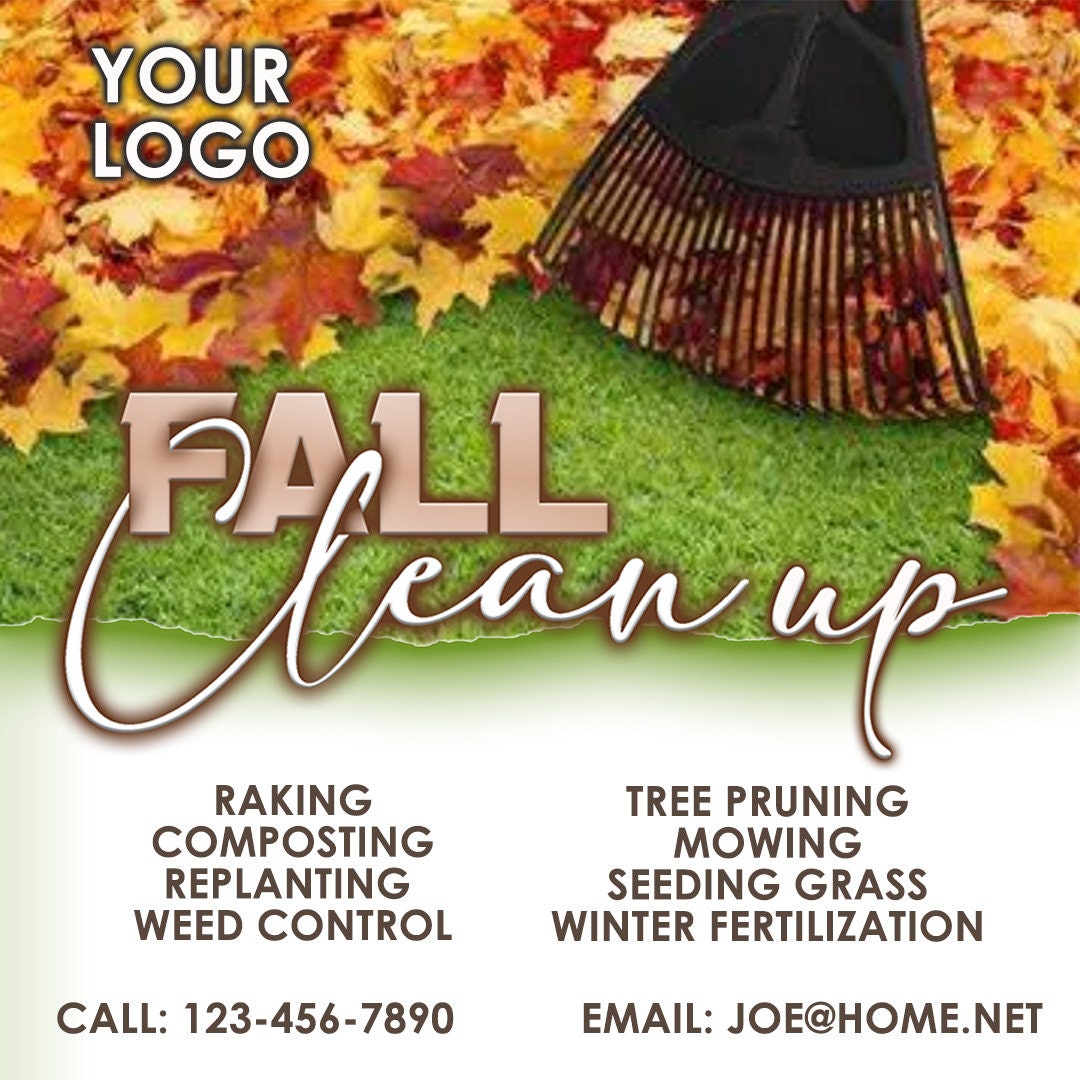 Fall Clean up Flyer and Instagram Post Editable Photoshop Template ...