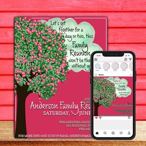 Family Reunion Flyer and Instagram Template,Event Flyer, Editable Photoshop Template, Instant Download,3 Versions,(10 files) 6 psd  & 4 jpeg