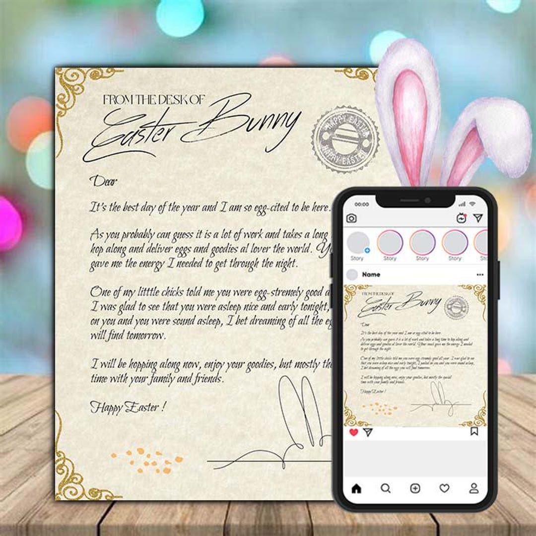 Easter Bunny Letter Template – Printable Social Media Post (digital ...