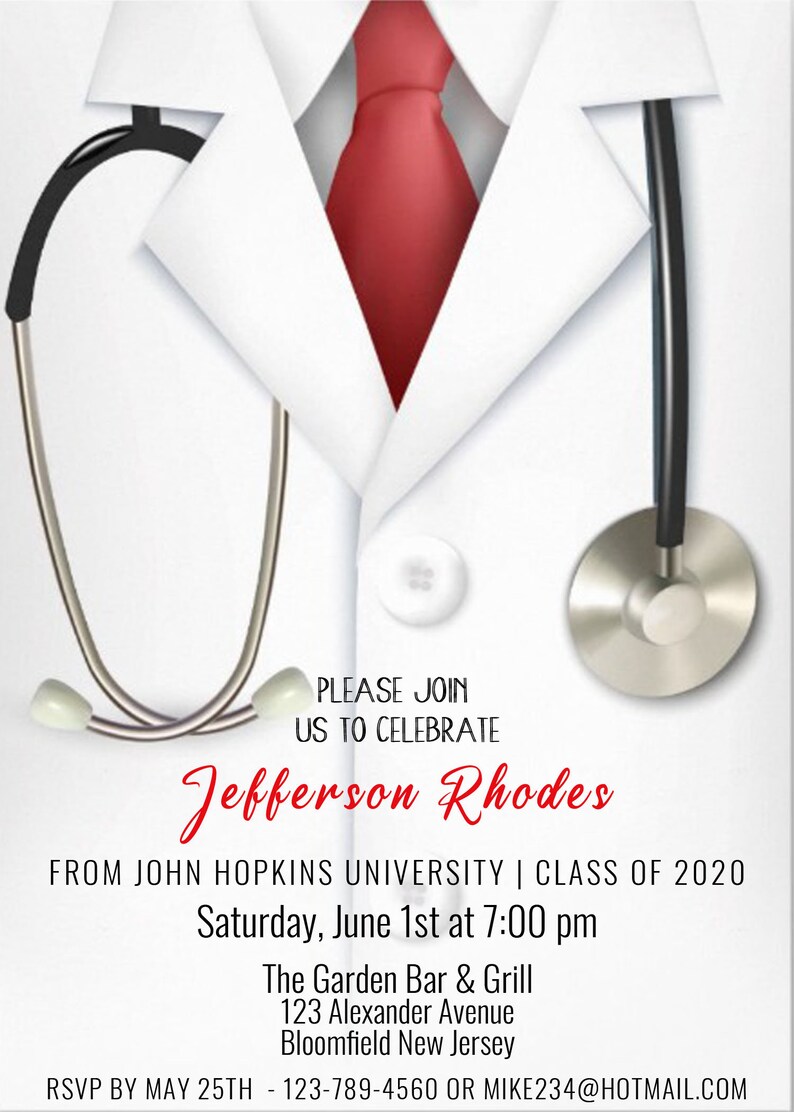 Dr / Medical School Party Editable Invitation Printable Art Etsy
