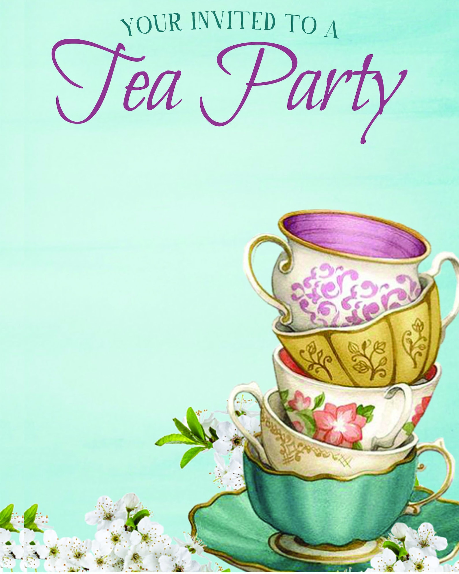 Tea Party Flyer EDITABLE Event Flyer Poster Instant Etsy