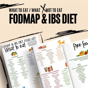 FODMAP-Lebensmittelliste und Diät-Leitfaden, Patientenaufklärung, druckbare, bearbeitbare digitale Lebensmittelliste, IBS-Lebensmittelliste, Lebensmittelliste, 3 Pdfs, 3 Jpegs