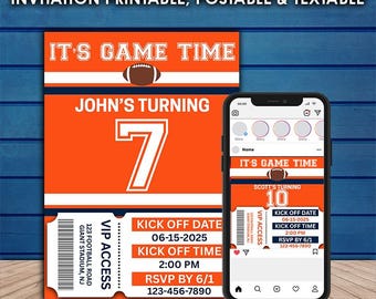 Denver Broncos fotbollsfödelsedagsinbjudan och Instagram-mall (digital nedladdning)