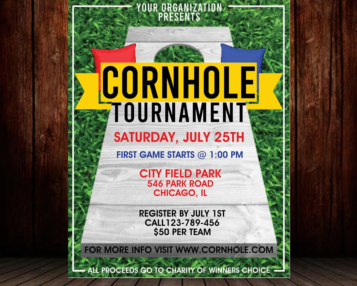 Cornhole Tournament Flyer EDITABLE Event Flyer Poster Etsy
