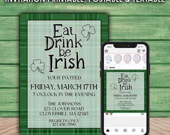 St Patrick's Day Invitation Template - Editable Irish Party Invite (Digital Download)