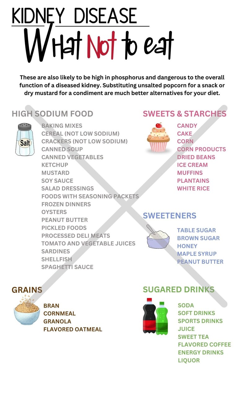 Kidney disease food chart, diet food list, what not to eat, what to eat, healthy recipes, low sodium recipes, low potassium recipes, diet food charts, grocery list, digital editable file, downloadable file, pdf file, jpeg files, healthy eating