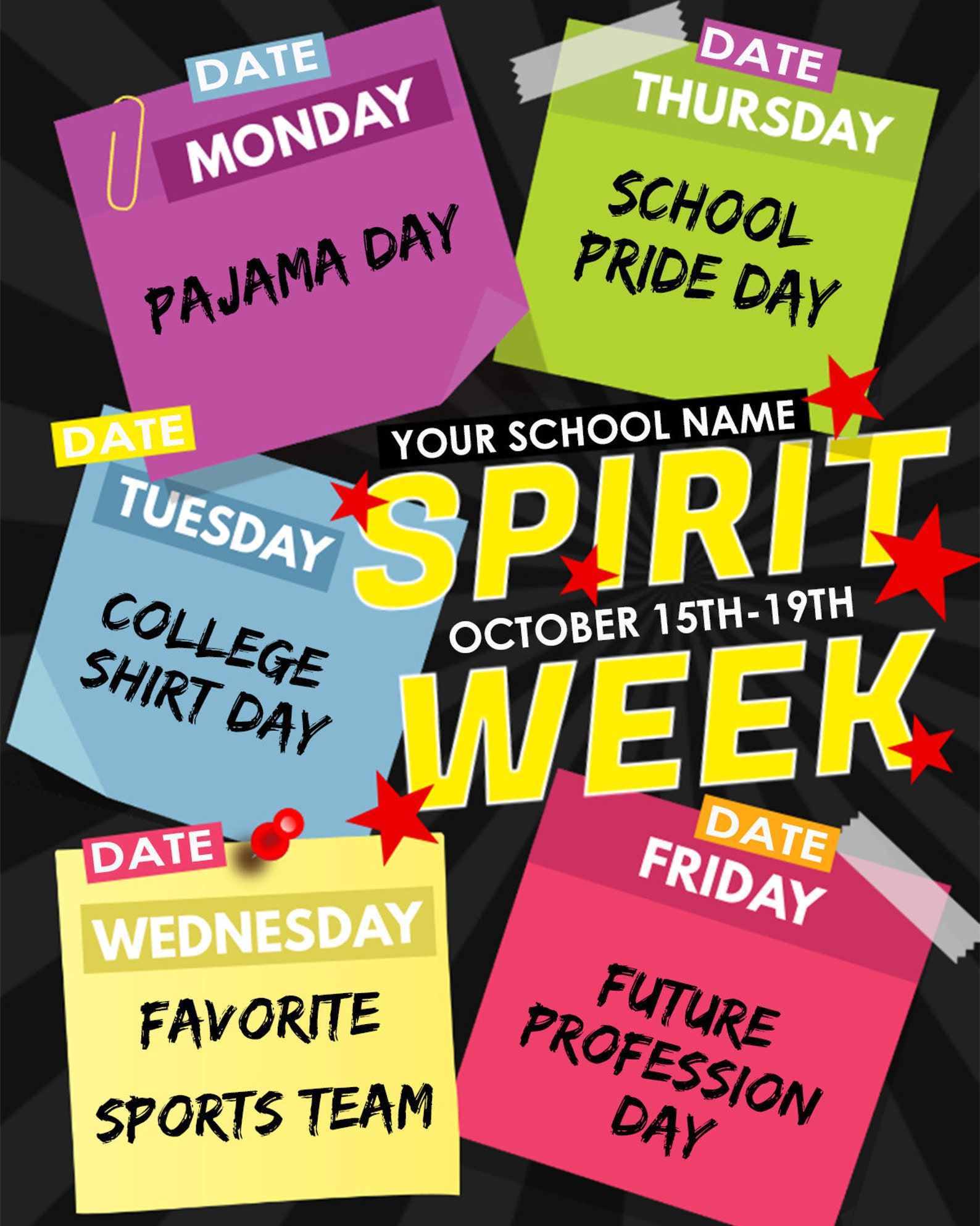Spirit Week Flyer EDITABLE Event Flyer Poster Instant Etsy spirit-week-flyer-editable-event-flyer-poster-instant-etsy