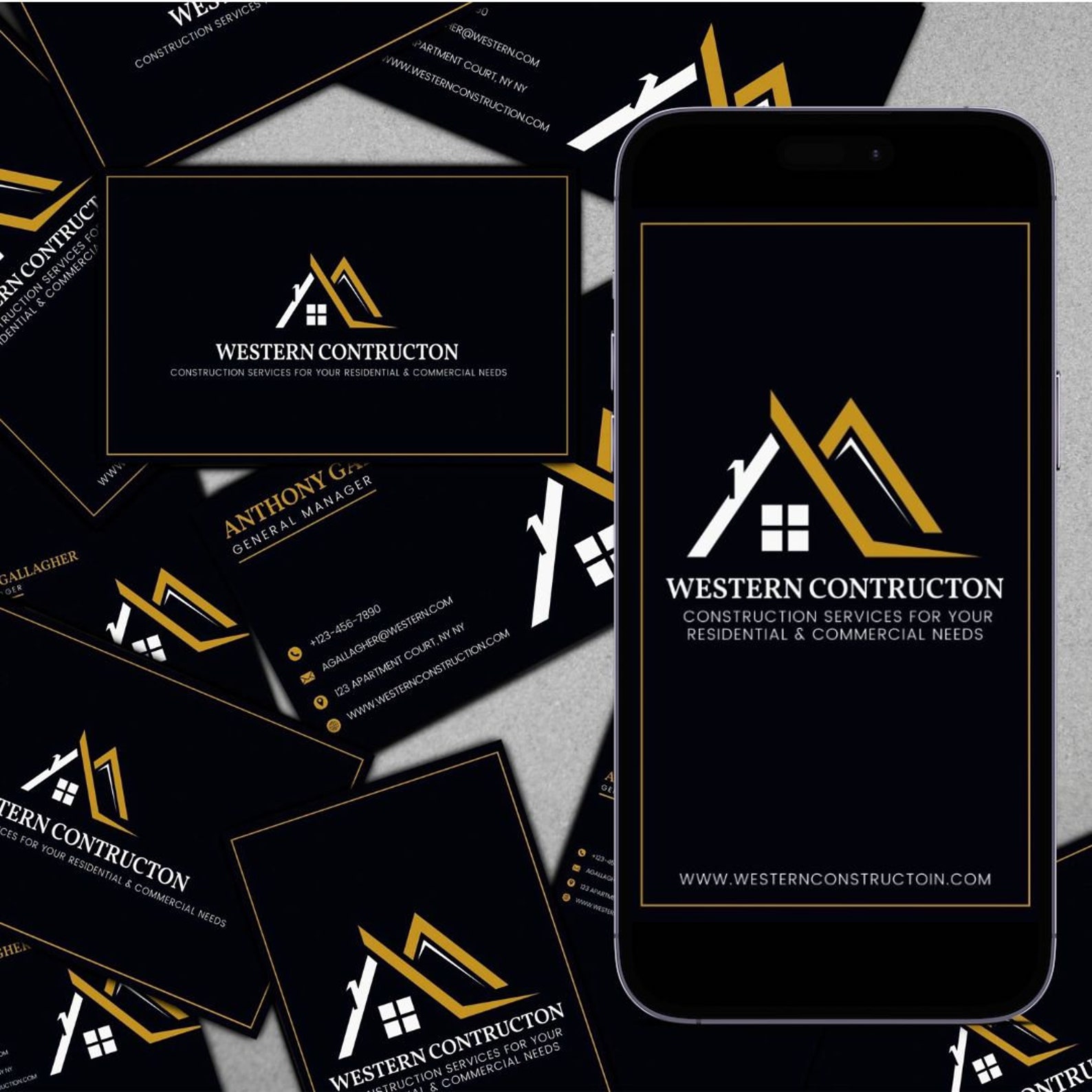 Construction Business Card Template Editable in Canva Instant Download ...