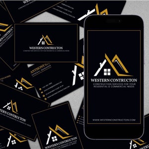 Modèle de carte de visite de construction - modifiable sur Canva - téléchargement immédiat - carte de visite moderne préfabriquée - impression et impression mobiles optimisées