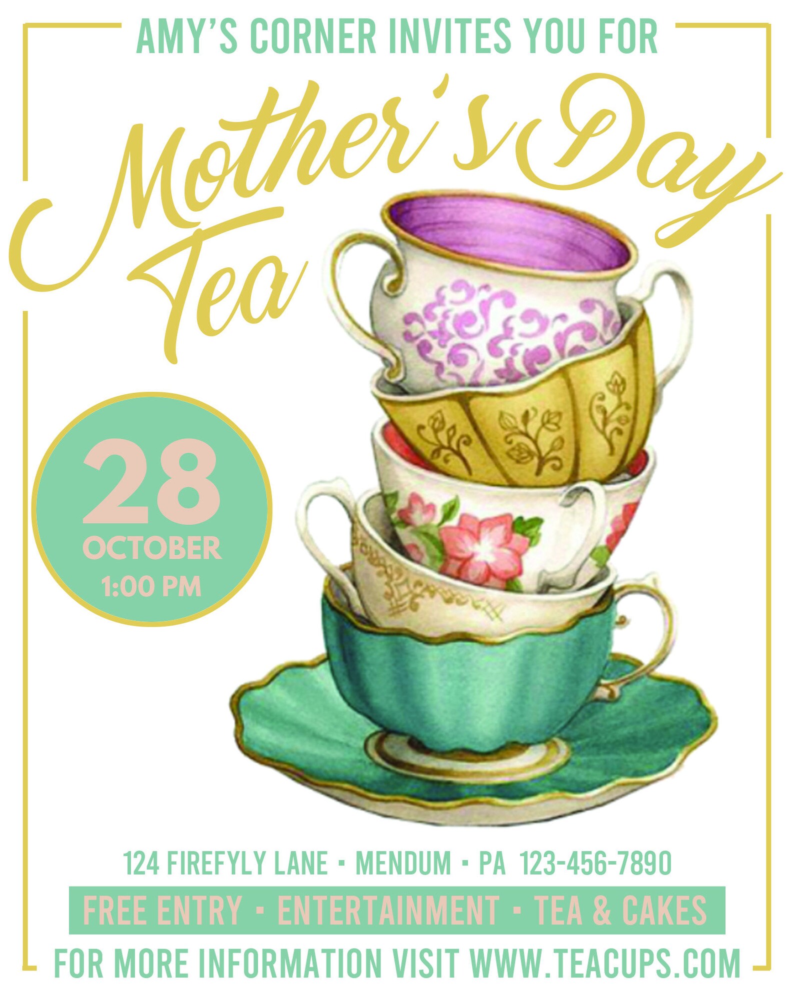 Mothers Day Tea Flyer Template EDITABLE Event Flyer Poster Etsy