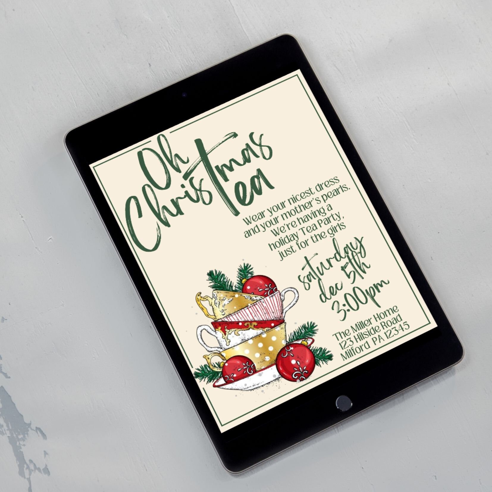 Christmas Tea Party Flyer Template Tea Party Editable in Canva Social Christmas Tea Party Flyer Template Tea Party Editable in Canva Social