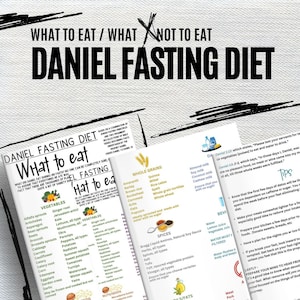 Può includere: Una guida alla dieta di digiuno di Daniele, con un elenco di cibi da mangiare e cibi da evitare. La guida include un elenco di verdure, cereali integrali, spezie e bevande. La guida include anche suggerimenti per seguire il digiuno di Daniele.