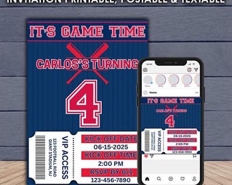 Minnesota Baseball Birthday Invitation, Sports Theme (Digital Download)