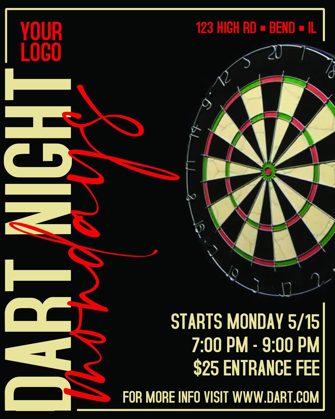 Dart Night Flyer EDITABLE Event Flyer Poster Instant Etsy