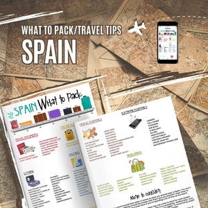What to Pack List, Spain Packing Checklist, Editable in Canva or Print As Is, 6 Files (2 jpegs, 2 pdfs and 2 Canva files)
