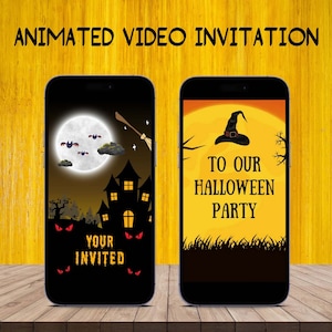 Halloween Party Video Invitation Template - Instant Download - Costume Party - Editable in Canva - Optimized for Social Media and Mobile