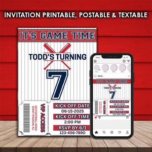 Boston Baseball Editable Sports Theme Invitation/Evite, Birthday Announcement, Invitation & Insta Template, Editable Digital Download