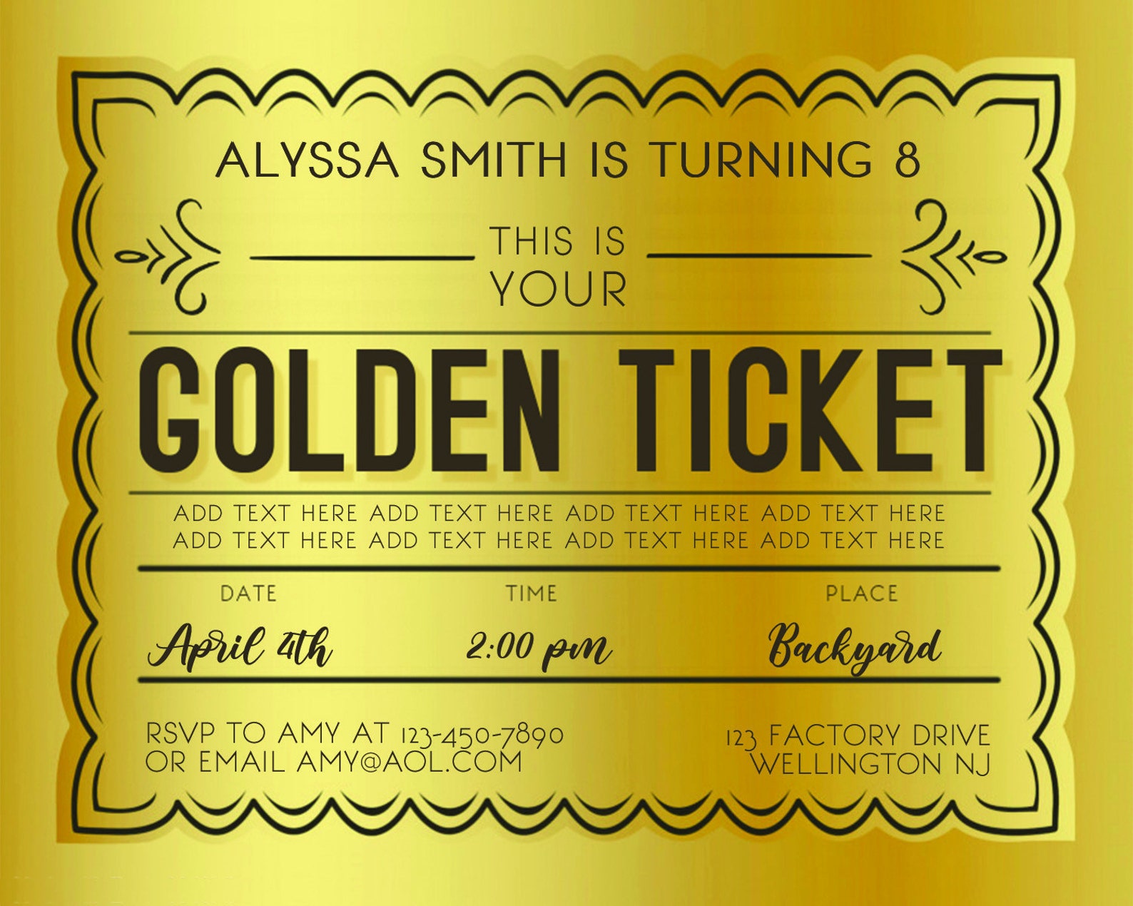 Printable Golden Ticket Customize and Print