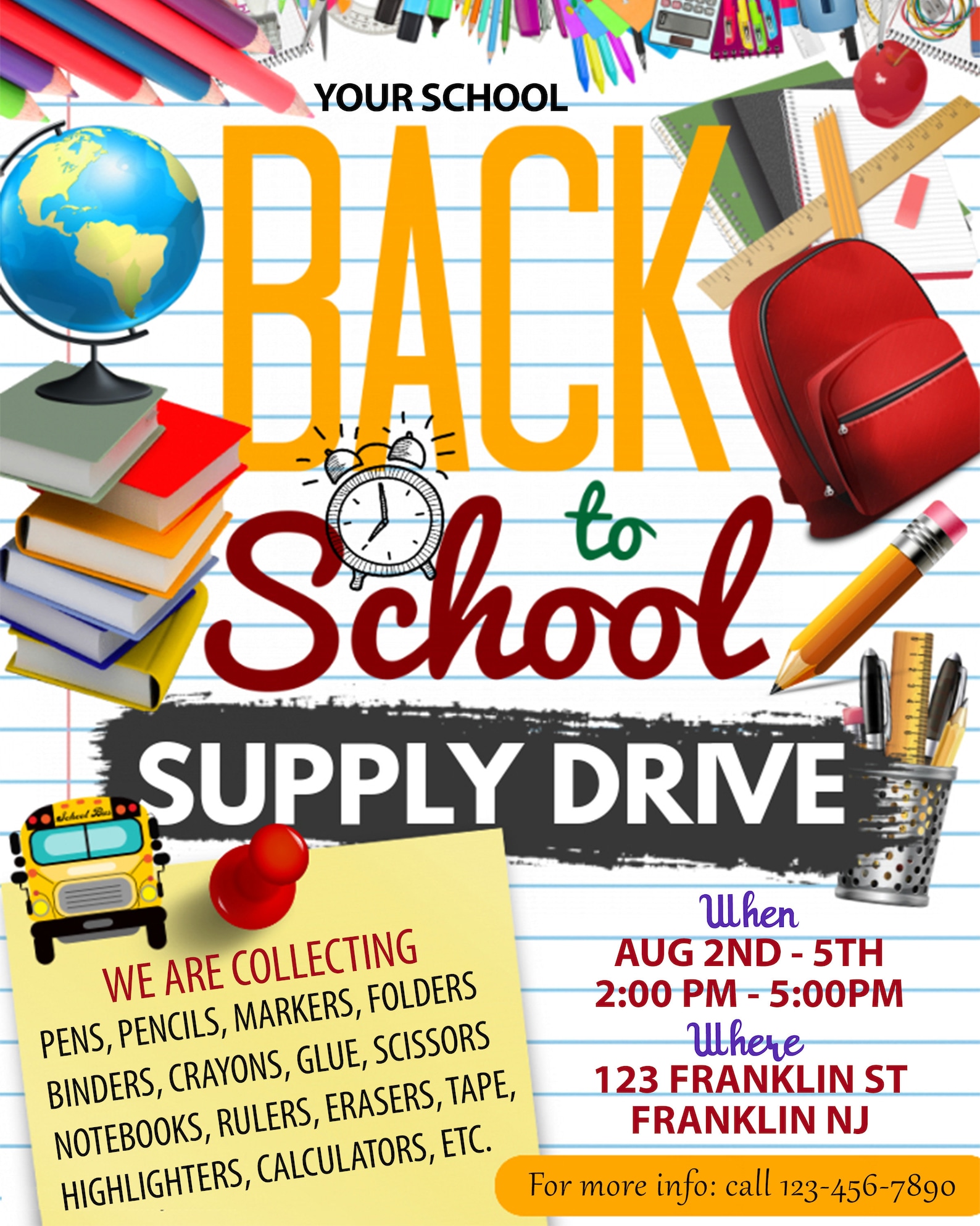 Back to School Supply Fundraiser EDITABLE Flyer Digital Etsy