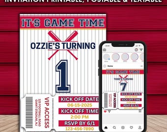 Atlanta Braves Birthday Invitation, Sports Theme, Editable Template (Digital Download)