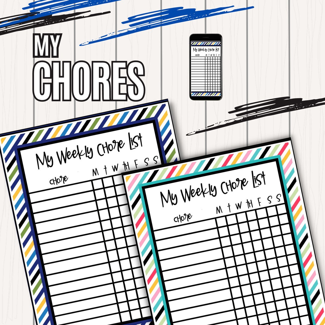 My Chore Chart Template, Digital Download, Editable in Canva or Print ...