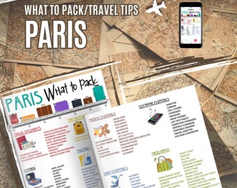 Paklijst Parijs, bewerkbare Canva-reischecklist (digitale download)