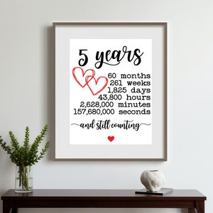 Fichier d'art mural anniversaire 5 ans, téléchargement immédiat, cadeau d'anniversaire, enseigne de mariage bricolage, 5 fichiers, dont Svg, Dxf, Eps, Jpeg et Png