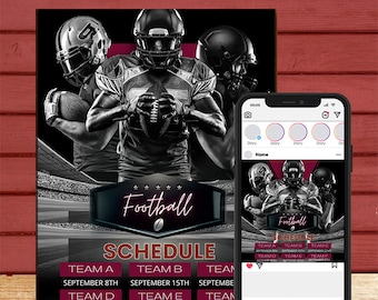 Editable Football Schedule Flyer & Social Media Templates, Editable in Canva (Instant Download)