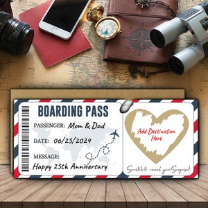 Carte d’embarquement personnalisée à gratter en feuille d’or, bon à gratter en feuille d’or, cadeau de bricolage, scratch à révéler, certificat-cadeau personnalisé, 5 Tiks