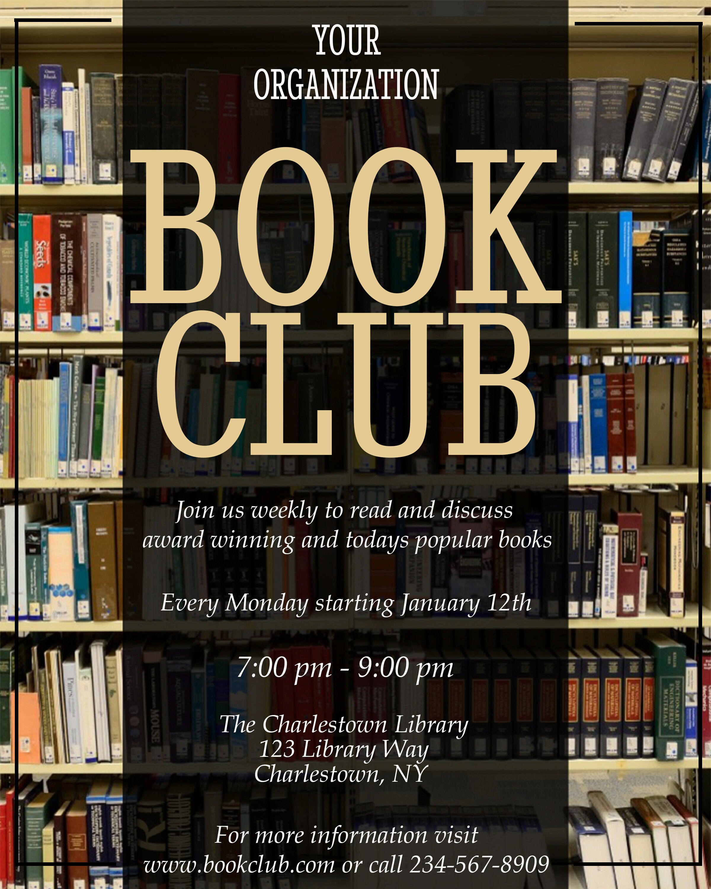 Book Club Flyer Book Theme Book Club Poster Photoshop | Etsy Denmark