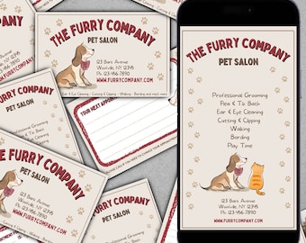 Dog Grooming Business Card Template - Modern Pet Salon Design (Canva Editable, Instant Download)