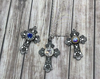 Stainless steel cross bullet necklace