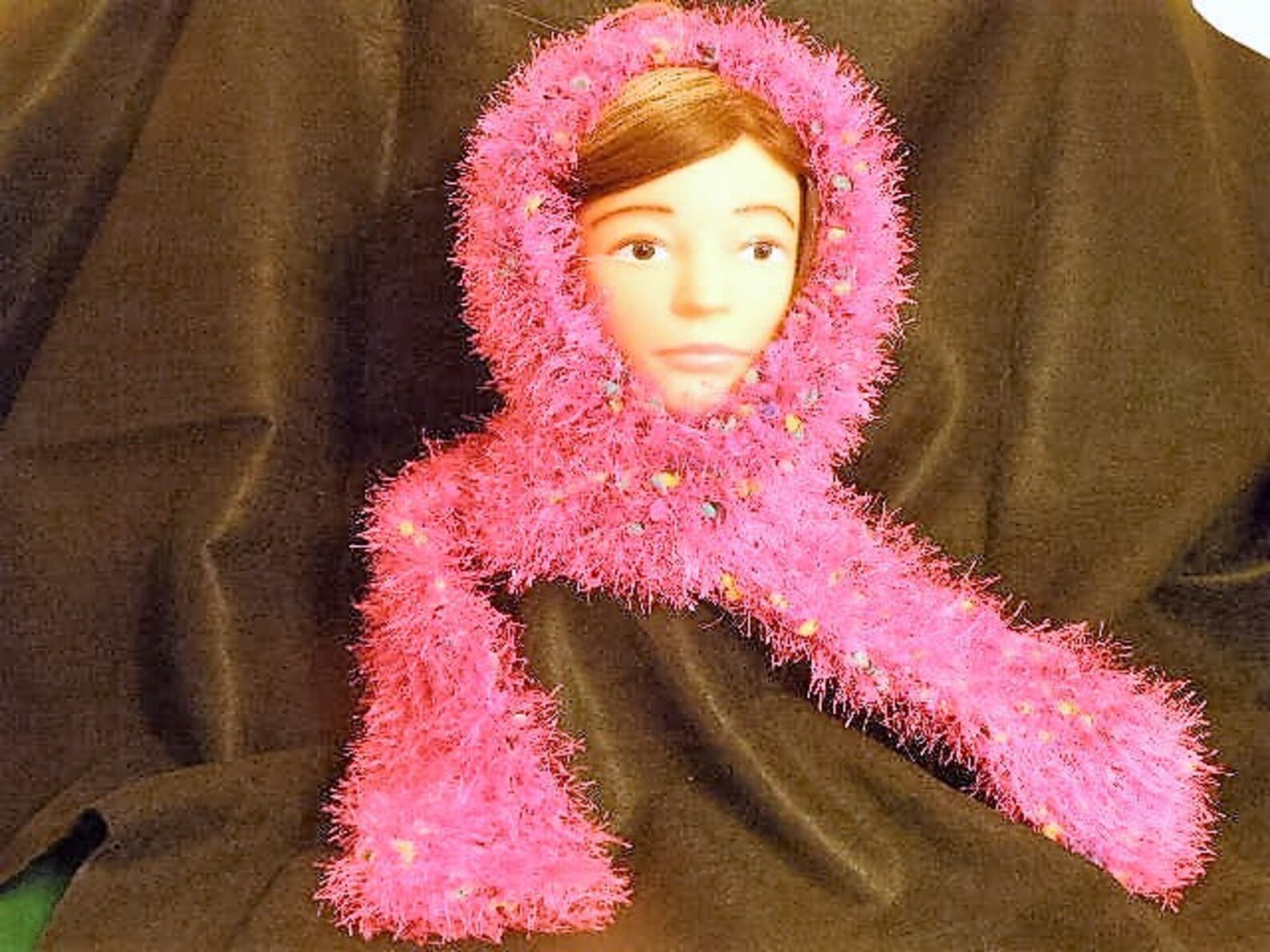 Download Hand Knitted Lion Brand Fancy Fur Scarf | Etsy