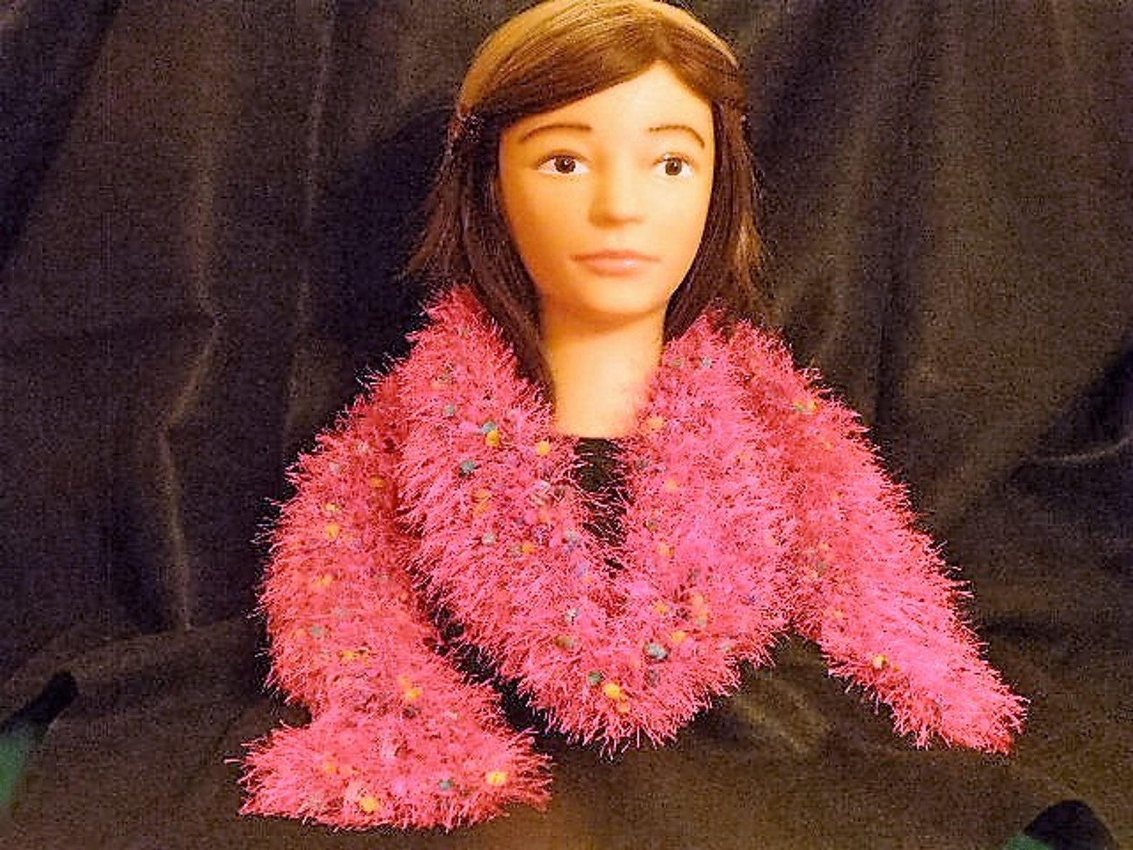 Download Hand Knitted Lion Brand Fancy Fur Scarf | Etsy